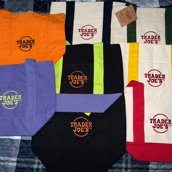 Trader Joe'S Handbags - Trader Joe's Mini Canvas Tote Bags Lot of 8